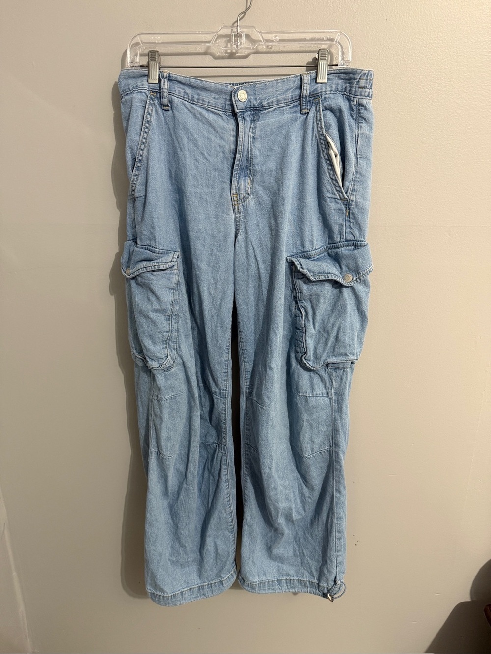 Gap Jeans Womens 10 Wide Leg Baggy Cargo Mid Rise Light Wash Street Modern y2k